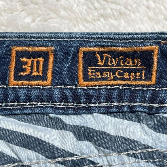 Rock Revival Women's Blue Vivian Easy Capri Cut Jeans Size 30 x 24'' - Picture 5 of 9